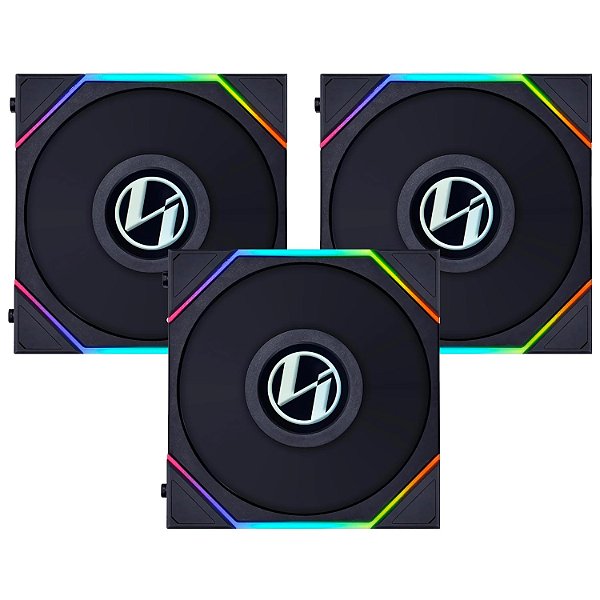 Cooler para Gabinete Reverse Lian Li UNIFAN TL LCD 120 RGB 120mm Black Pack Com 03 Unid - 12RTLLCD3B
