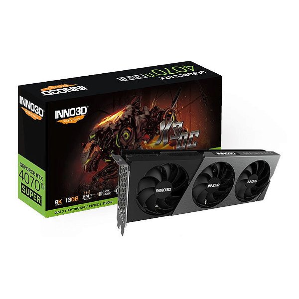 Placa de Video INNO3D GeForce RTX 4070 Ti SUPER X3 OC 16GB GDDR6X 256 bit - N407TS3-166XX-186158N