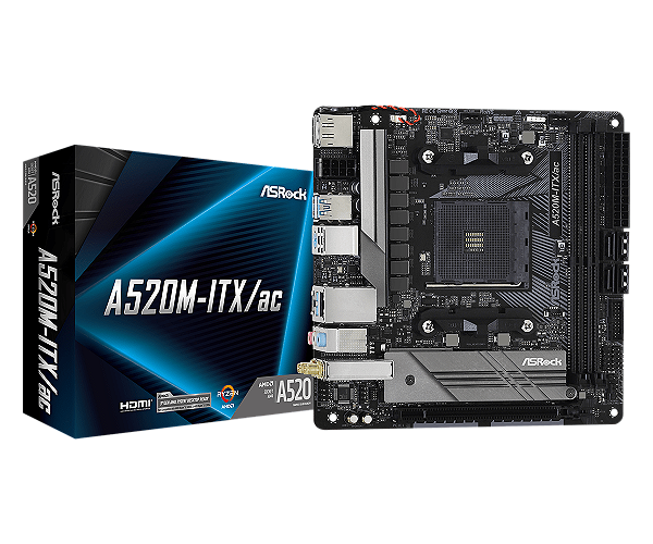 Placa Mãe ASRock A520M-ITX/AC DDR4 AM4 MINI-ITX