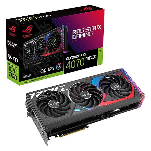 Placa de Video ASUS ROG Strix GeForce RTX 4070 Ti SUPER 16GB GDDR6X OC Edition 256 bit - 90YV0KG0-M0NA00