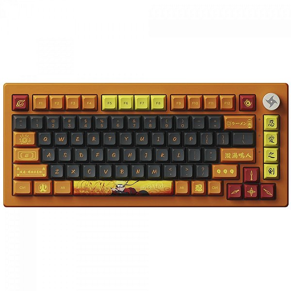 Teclado Mecânico Gamer Naruto Uzumaki 5075B Plus RGB Switch Switch Akko Crystal ANSI