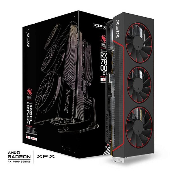 Placa de Video XFX Radeon RX 7800 XT Qicksilver Magnetic Air Gaming 16GB GDDR6 256bit - RX-78TMAIRF9