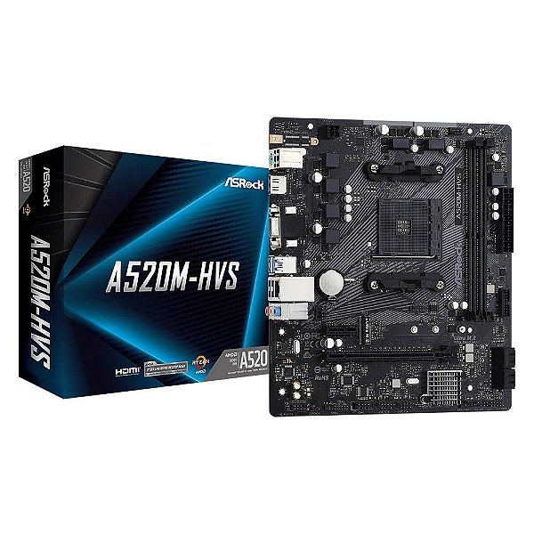 Placa Mãe ASRock A520M-HVS DDR4 AM4 MATX