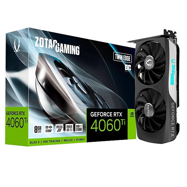 Placa de Video Zotac GeForce RTX 4060 Ti Twin Edge 8GB OC GDDR6 128bit - ZT-D40610H-10M