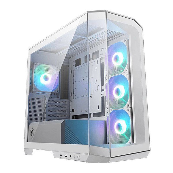 Gabinete Gamer MSI MAG Pano M100R PZ Series Vidro Temperado Branco ARGB 4 Coolers - 306-7G24W24-809
