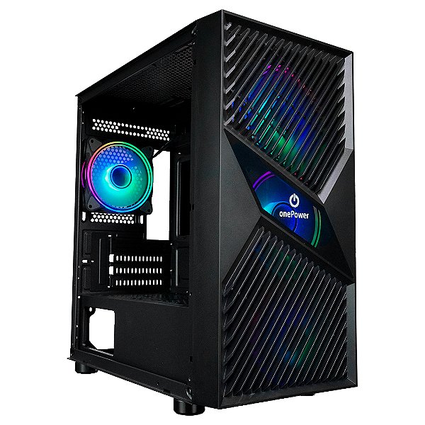 Gabinete Gamer OnePower Fractal Mid-Tower Lateral de Vidro Preto - CC-201B