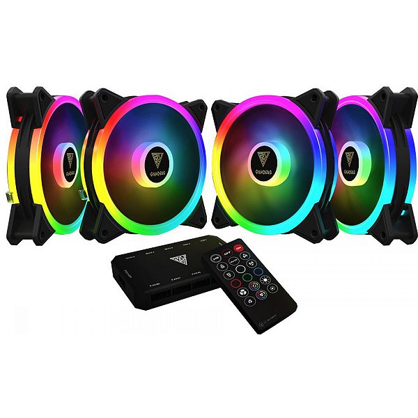 Kit Cooler para Gabinete Gamdias M2-1204R RGB 120mm Pack Com 04 Unid e Controlador - AEOLUS M2-1204R