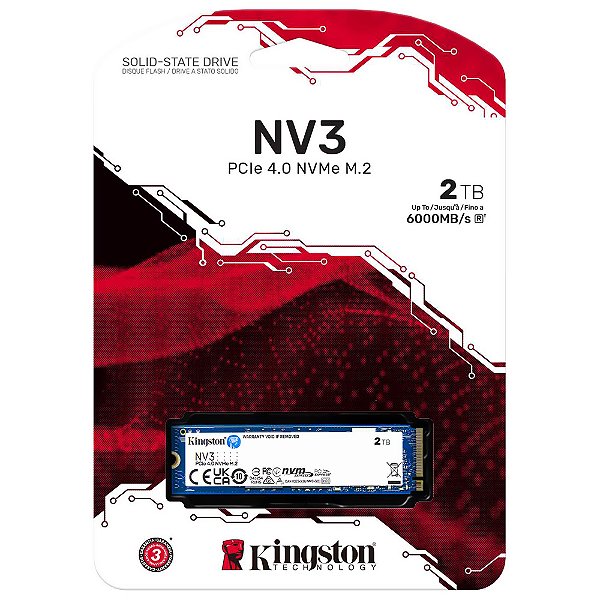SSD Kingston NV2 2TB NVMe M.2 2280 (Leitura até 3500MB/s e
