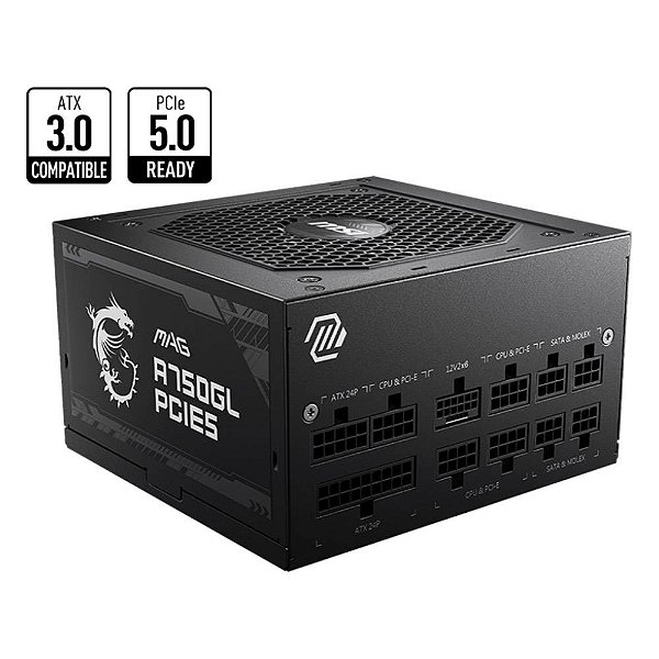 Fonte MSI MAG 750W A750GL 80 Plus Gold PCIE5 ATX 3.0 - A750GL