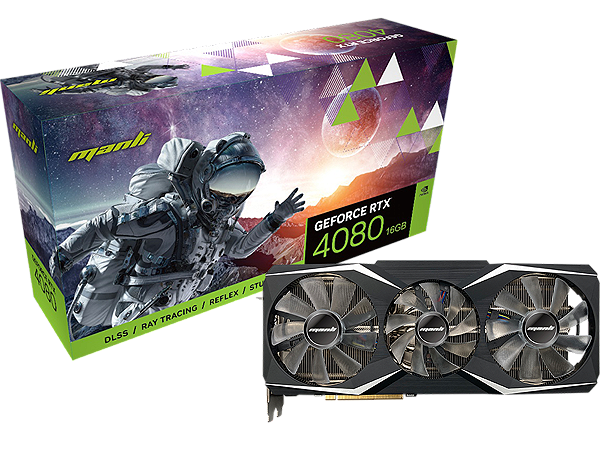 Placa de Video Manli GeForce RTX 4080 Super Triple  16GB GDDR6X 256 bit - M-NRTX4080S/6RMHPPP-M3520