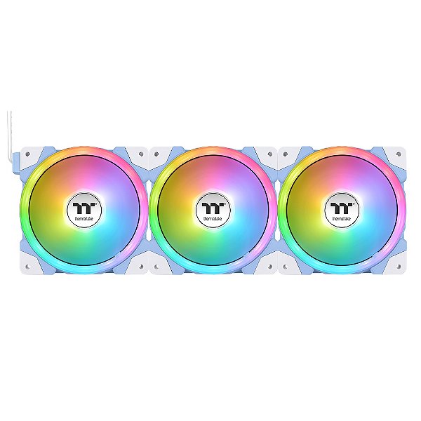 Cooler para Gabinete Thermaltake SWAFAN Hydrangea Blue 120mm Pack Com 03 Unid Branco e azul - CL-F183-PL12BU-A