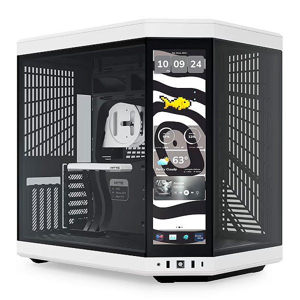 Gabinete Gamer HYTE Y70 Touch Infinite Pitch Tela Touch 14.5 C/ Cabo Riser Usb Type-C Panda - CS-HYTE-Y70TI-WB