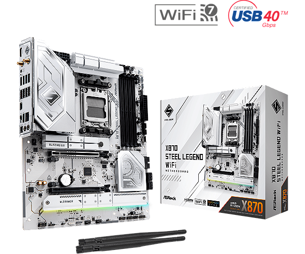 Placa Mãe ASRock X870 Steel Legend Wi-Fi 7 DDR5 AM5 ATX