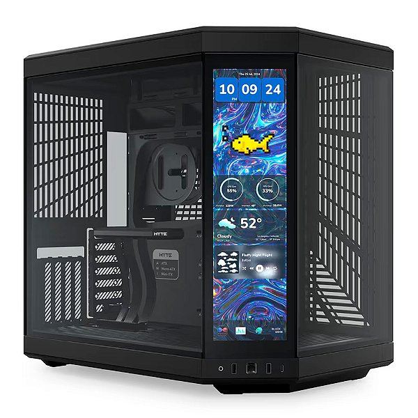 Gabinete Gamer HYTE Y70 Touch Infinite Pitch Tela Touch 14.5 C/ Cabo Riser Usb Type-C Black - CS-HYTE-Y70TI-BB