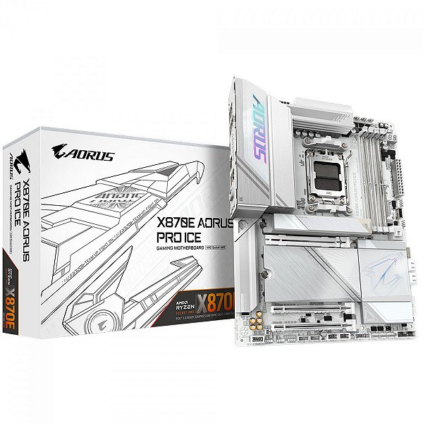Placa Mãe Gigabyte AORUS X870E-E PRO ICE WiFi DDR5 AM5 ATX