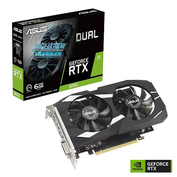 Placa de Video ASUS Dual GeForce RTX 3050 6GB GDDR6 128Bits - 90YV0K61-M0NA00