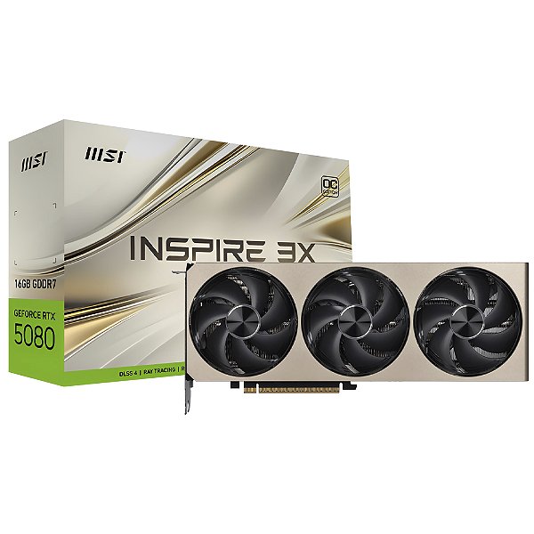 Placa de Video MSI GeForce RTX 5080 16G INSPIRE 3X OC 16GB GDDR7 256 bit -912-V531-203