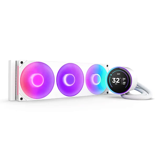 WaterCooler NZXT Kraken Elite 360 RGB White Visor LCD 2.72" 360MM - RL-KR36E-W2