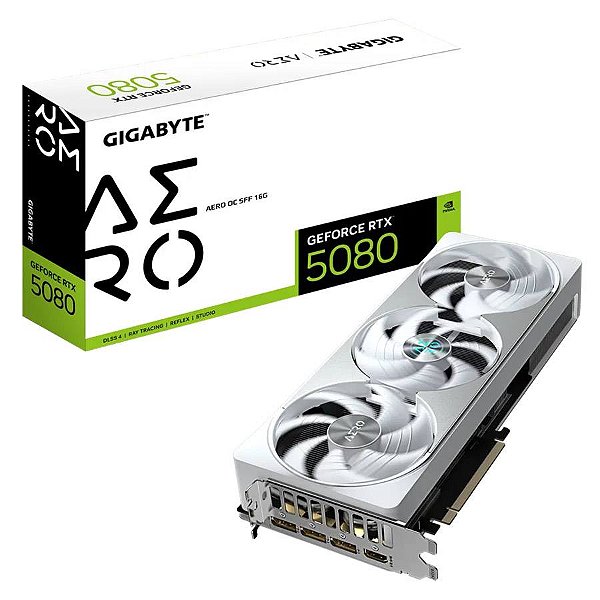 Placa de Video Gigabyte GeForce RTX 5080 Aero OC SFF  16GB GDDR7 256 bit - GV-N5080AERO OC-16GD