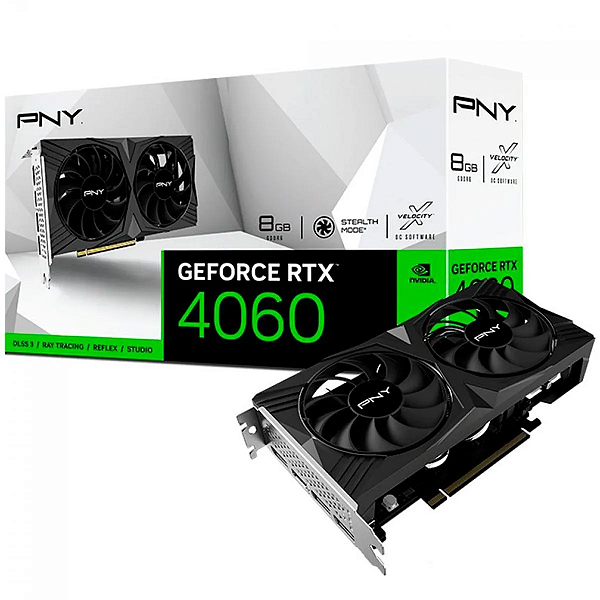 Placa de Video PNY GeForce RTX 4060 Gaming Verto Dual Fan GDDR6 128bit - VCG40608DFXPB1
