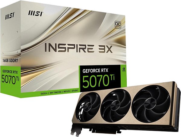 Placa de Video MSI GeForce RTX 5070 Ti 16G INSPIRE 3X OC PLUS 16GB GDDR7 256 bit - G507T-16I3CP