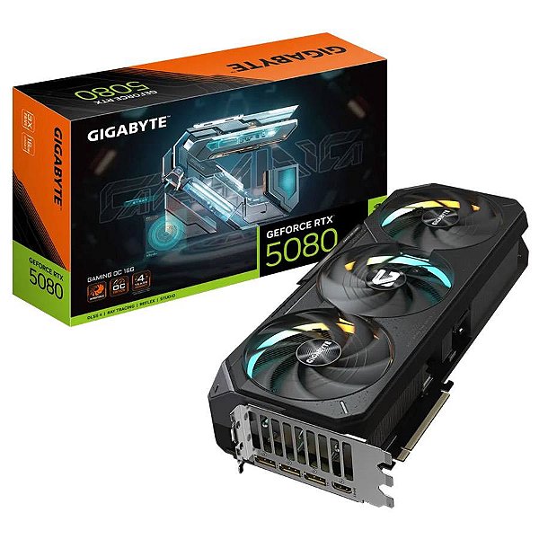 Placa de Video Gigabyte GeForce RTX 5080 Gaming OC 16GB GDDR7 256 bit - GV-N5080GAMING OC-16GD