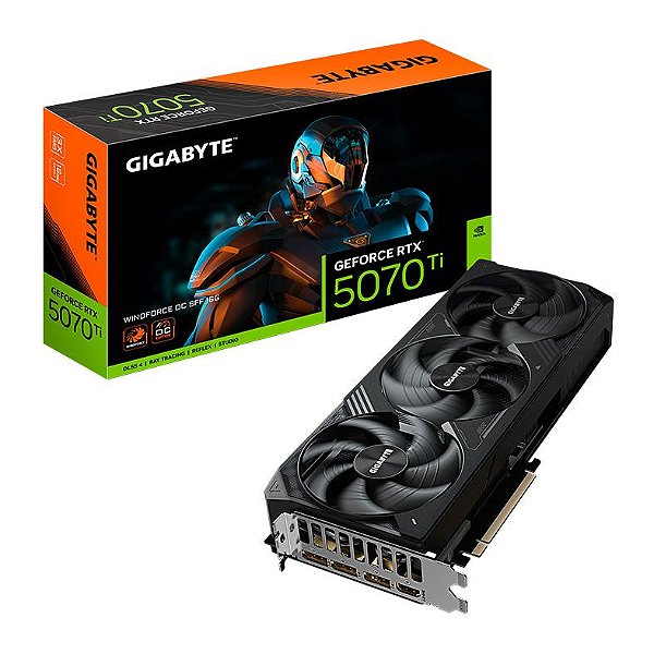 Placa de Video Gigabyte GeForce RTX 5070 TI Windforce OC SFF 16GB GDDR7 256 bit - GV-N507TWF3OC-16GD