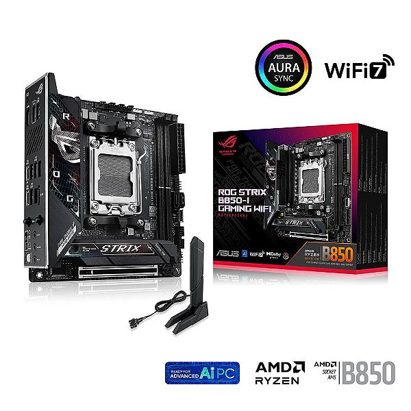 Placa Mãe Asus ROG Strix B850-I Gaming Wi-Fi 7 DDR5 AM5 Mini-ITX