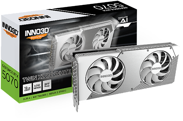 Placa de Video INNO3D GeForce RTX 5070 TWIN X2 OC WHITE 12GB GDDR7 192 bit - N50702-12D7X-195064W