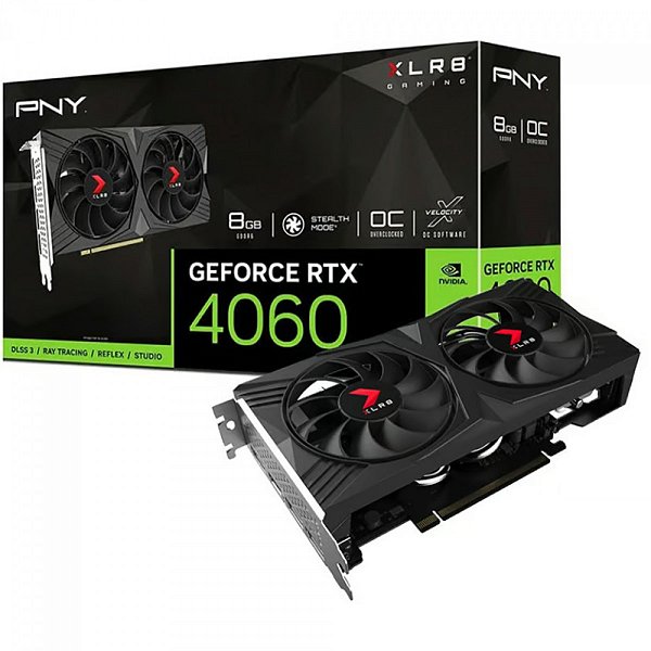 Placa de Video PNY GeForce RTX 4060 XLR8 Gaming VERTO Overclocked Dual Fan GDDR6 128bit - VCG40608DFXPB1-O