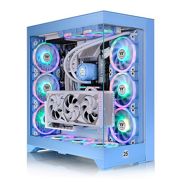 Gabinete Gamer Thermaltake CTE E600 MX Hydrangea Blue Mid Tower com Vidro Temperado Preto E-ATX - CA-1Y3-00MFWN-00