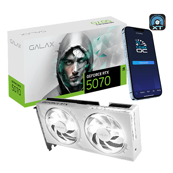 Placa de Video Galax GeForce RTX 5070 1-Click OC White 12GB GDDR7 192 bit - 57NON7MDBSWH