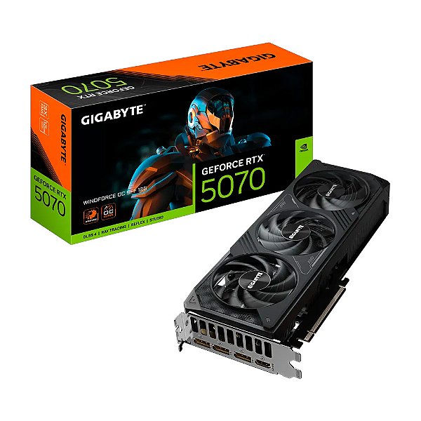 Placa de Video Gigabyte GeForce RTX 5070 Windforce OC SFF 12GB GDDR7 192 bit - GV-N5070WF3OC-12GD