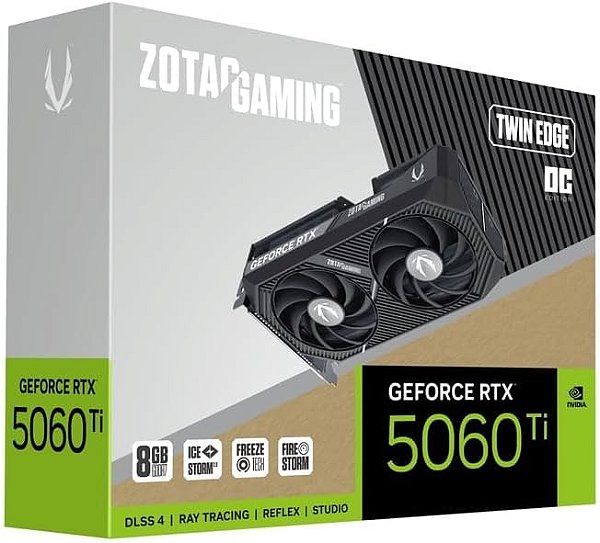 Placa de Video Zotac GeForce RTX 5060 TI TWIN EDGE OC 8GB GDDR7 128 bits - ZT-B50610H-10M