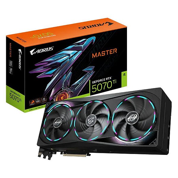 Placa de Video Gigabyte GeForce RTX 5070 TI Aorus Master 16GB GDDR7 256 bit - GV-N507TAORUS-M-16GD