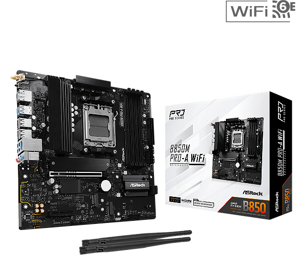 Placa Mãe ASRock B850M Pro Wifi DDR5 AM5 MATX - B850M-PRO-A-W