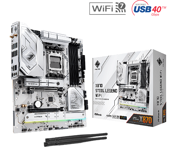 Placa Mãe ASRock X870 Steel Legend Wi-Fi 7 DDR5 AM5 ATX - 90-MXBPJ0-A0U