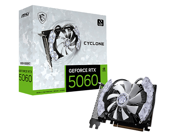 Placa de Video MSI GeForce RTX 5060 Cyclone OC 8GB GDDR7 128 bits