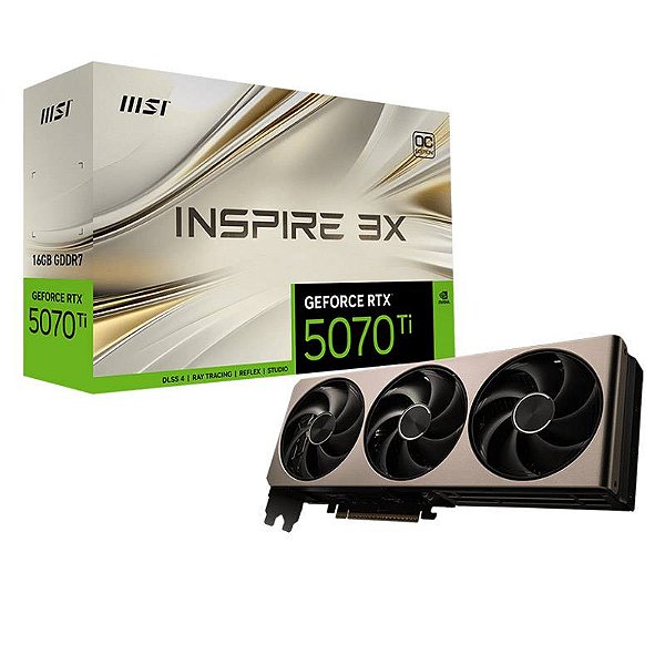 Placa de Video MSI GeForce RTX 5070 Ti INSPIRE 3X OC 16GB GDDR7 256 bit - 912-V531-273