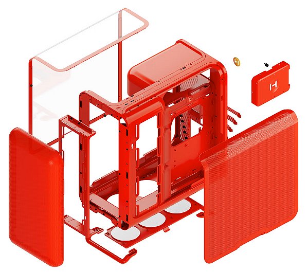 Gabinete HYTE X50 Wild Cherry (Vermelho) Atx Mid Tower | GK Infostore