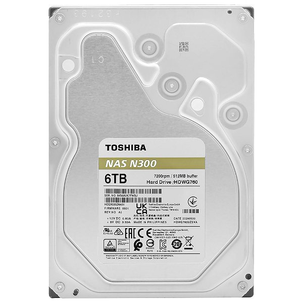 HD Toshiba 6TB N300 Nas 3.5" SATA 3 7200RPM - HDWG760XZSTA
