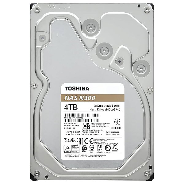 HD Toshiba 4TB N300 Nas 3.5" SATA 3 7200RPM - HDWG740XZSTD