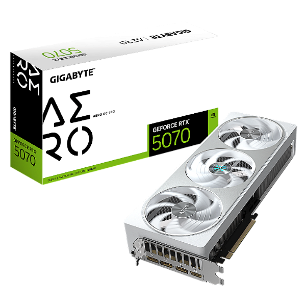 Placa de Vídeo Gigabyte GeForce RTX 5070 Aero OC 12GB GDDR7 192-bit - GV-N5070AERO-OC-12GD