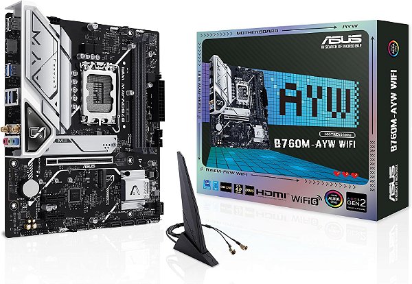 Placa Mãe ASUS B760M-AYW DDR5 LGA1700 mATX