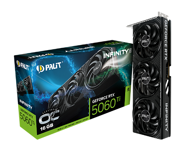 Placa de Video Palit GeForce RTX 5060 TI Infinity 3 16GB GDDR7 128 bits - NE7506T019T1-GB2061S