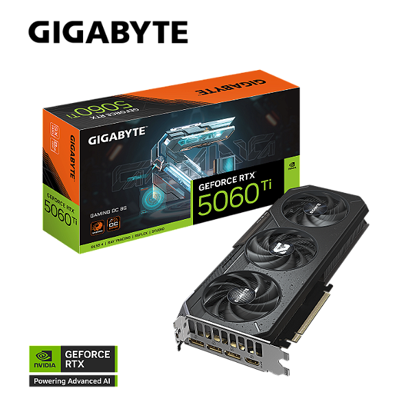 Placa de Video Gigabyte GeForce RTX 5060 Ti Gaming OC 8GB GDDR7 128 bit - GV-N506TGAMING-OC-8GD