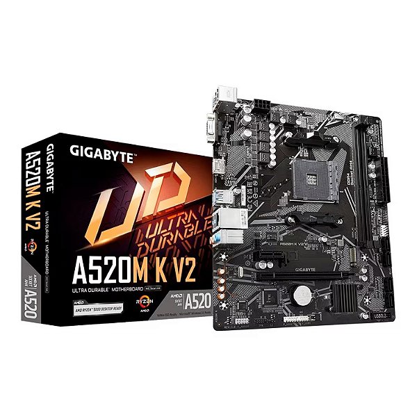 Placa Mãe Gigabyte A520M K V2 M.2 DDR4 Socket AM4 Chipset AMD A520 Micro ATX