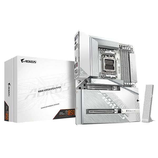 Placa Mãe Gigabyte B850 Aorus Stealth Ice DDR5 AM5 ATX