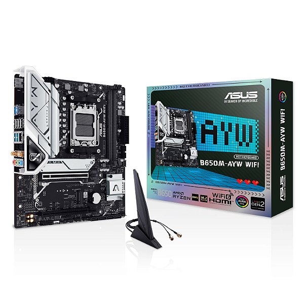 Placa Mãe ASUS B650M-AYW WiFi DDR5 AM5 Micro-ATX