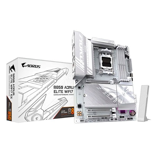 Placa Mãe Gigabyte B850 Aorus Elite WiFi 7 Ice DDR5 AM5 ATX